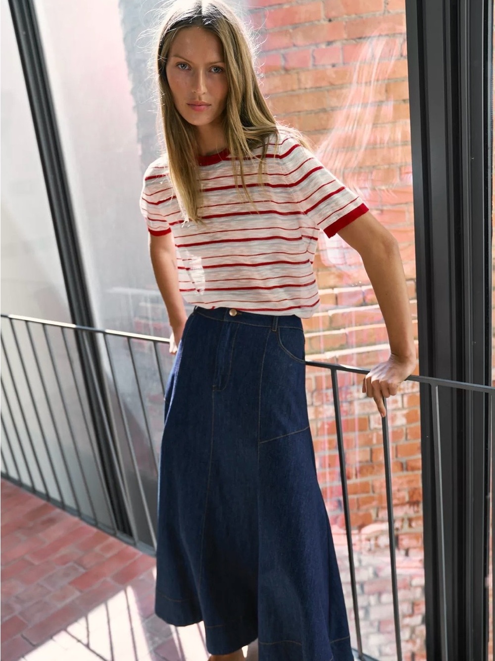 Zara striped knit short sleeve top